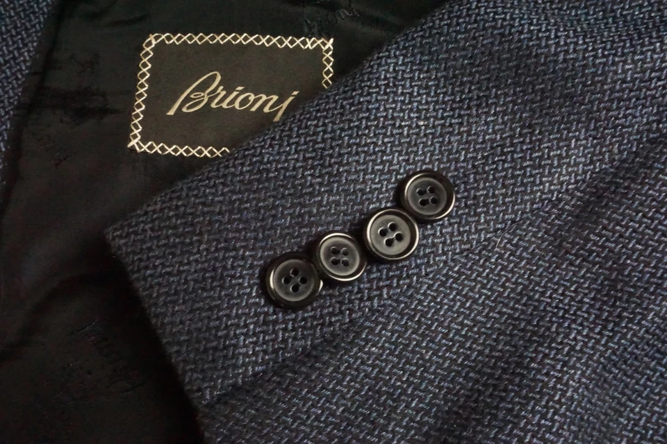 Chaqueta Abrigo Deportivo Brioni NM Colosse Azul Negro Tejido Mezcla Cachemira Talla 44R Foto 1 de 4