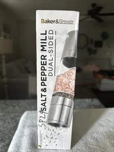 New In Box Baker&Brewer Dual-Sided Salt & Pepper Mill Adjustable Grinder - Picture 1 of 5