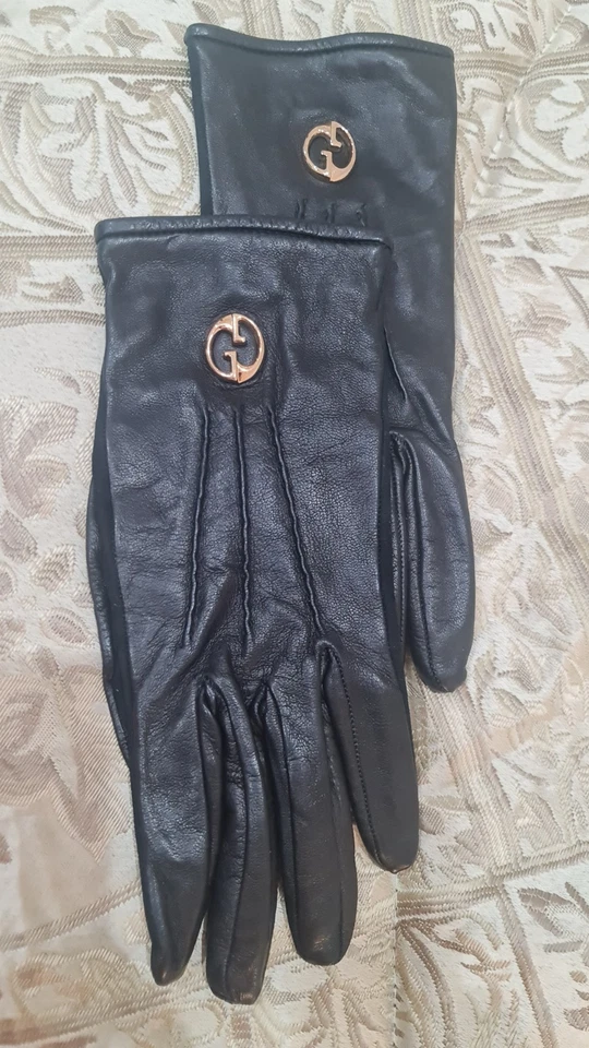 Authentic Gucci Lamb Black Gloves 1973 Collection Size 7 Made In Italy - Image 1 of 4