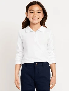 Old Navy Girls White Long Sleeve Knit Polo Shirt Size XXL 18 New - Picture 1 of 5