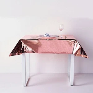 Rose Gold 50x50" SQUARE Metallic Disposable Plastic TABLECLOTH Wedding Linens - Picture 1 of 7
