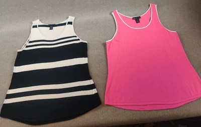批量 2 Lane Bryant 18/20 无袖背心人造丝尼龙黑色白色和粉红色 — 第 1/4 张图片