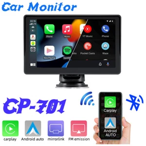 7" Portable Car Radio Wireless Apple CarPlay Android Auto Bluetooth Touch Screen - Picture 1 of 12