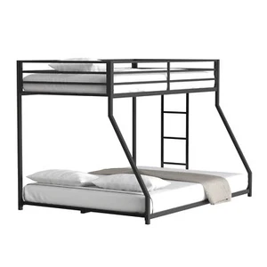 Twin Over Full Low Metal Bunk Bed Frame for Kids Adult Children Bedroom, Black - Picture 1 of 9