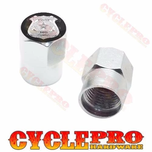 2 Tapas de válvula personalizadas de aluminio Billet plateadas hexagonales para motocicleta - INSIGNIA DE POLICÍA S Foto 1 de 1