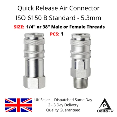 DELTA-P LTD Luftleitungsverbinder Kupplung Fitting 1/4" - 3/8" CEJN 310, RECTUS 23, PCL ISO B12