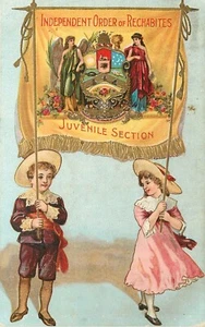 Vintage Postcard Temperance Fraternal Order Juvenile Rechabites Kids w/ Banner - Picture 1 of 2