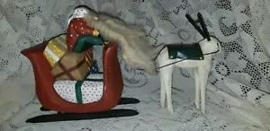 Arte popular PAIGE KOOSE 1989 madera tallada a mano Santa en trineo con renos Navidad - Imagen 1 de 17