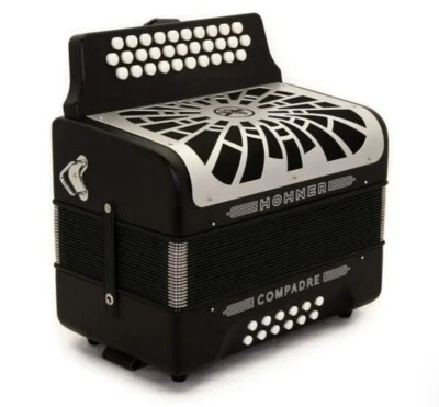 Hohner Compadre Accordion Black with Silver Grill, Key FBE, Gig Bag And Straps. - Image 1 of 4