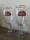 2 Stella Artois Chalice 40 CL Beer Glasses Pub Bar Goblet Gold Rimmed Barware