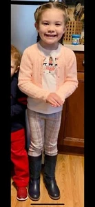 Janie And Jack Girl Size 6 Outfit Gray And Pink Pant With Matching Flower Girl  - Picture 1 of 2