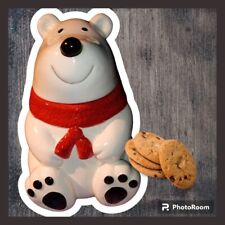 Holly Hill ~ Vintage Polar Bear Ceramic Cookie Jar ~ 9 1/2" Tall x 6 1/2" Wide