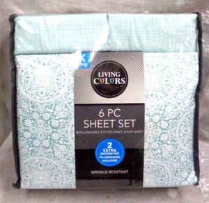 LIVING COLORS 6pc Sheet Set ~ Wrinkle-Resistant ~ KING SIZE BED ~ Green - Picture 1 of 5