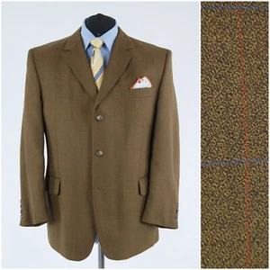Mens Windowpane Blazer 90S UK Size Brown Wool Sport Coat Jacket - Picture 1 of 12