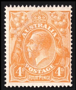 KGV 4d Orange single Watermark with Variety 'Line thru fourpence' MNH CV$ 700+ - Picture 1 of 3