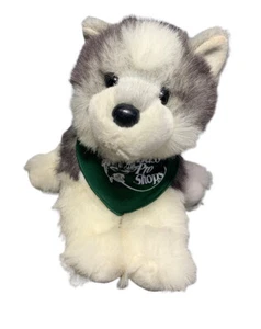 Bass Pro Shop Peluche Husky Perro Lobo Bandana Verde Peluche Juguete Relleno - Imagen 1 de 5