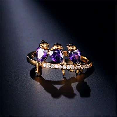 Women 18K Yellow Gold Filled Birds Crystal Rings Men Rings JZ013 - Image 1 of 4