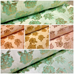 Floral bridal Brocade Banarsi Jacquard wedding fabric 147cm M1597 - Picture 1 of 30