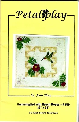 Hummingbird with Beach Roses Quilt Pattern & Template by Joan Shay - Image 1 of 3