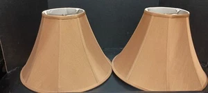 2 Seiden Softback Glocken Lampenschirme Kupfer Außen Elfenbein Innen 10,75" x 17" x 7" - Bild 1 von 9