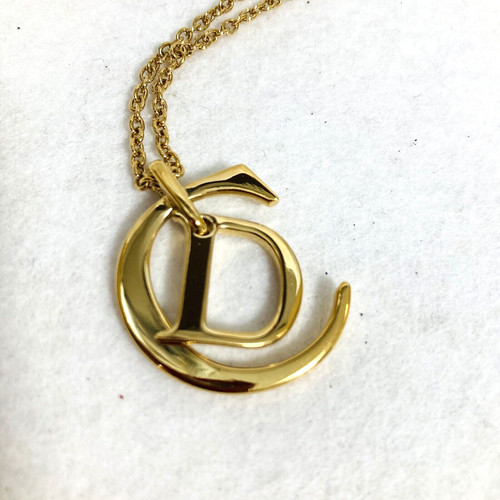 Collana catena logo CD Christian Dior placcata oro autentica dal GIAPPONE