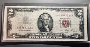 *BUY-NOW* $2 1953 Series Red Note - Serial #A22587122A w/ sleeve (A-A Block) - Picture 1 of 4