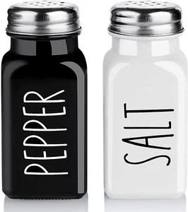 Vintage Glas Salz- und Paprika-Set für die Küche in Schwarz-Weiß - Bild 1 von 7