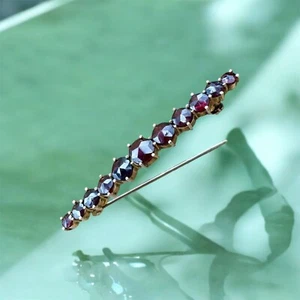 RRR ANTIQUE Bohemian Faceted Garnet Pyrope brooch Art Nouveau vtg old silver 835 - Picture 1 of 23