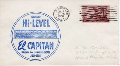SANTA FE HI-LEVEL EL CAPITAN LOS ANGELES TO CHICAGO, LOS ANGELES, 1958  FDC8688 - Image 1 of 2