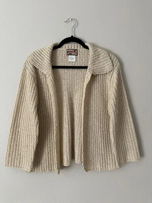 Cárdigan para mujer April Cornell vintage acogedor suéter marfil elástico talla M tejido” Foto 1 de 4