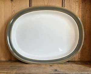 Dansk Sirocco Spruce Green Rim Stoneware Serving Platter 10.5” x 14" Oval - Picture 1 of 6