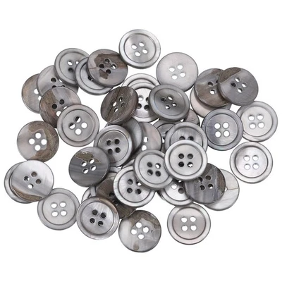 50 Pcs Natural Shell Button, 4 Hole 15mm Mother of Pearl Button, Grey - Изображение 1 из 4