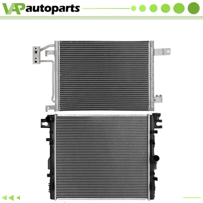 For 2007-2011 Jeep Wrangler Aluminium Radiator & AC Condenser Cooling Assembly Foto 1 de 4