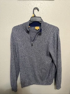 Robert Talbott Carmel Sweater Mens Medium PulloverPima Cotton Blue - Picture 1 of 6