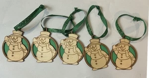 Snowman Ornament – Laser Cut Wood – Handmade – Set of 5 - Picture 1 of 3
