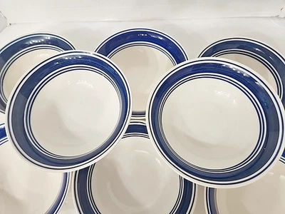 8-Mainstays Casual Bandas AZUL COBALTO sobre Blanco 6.5" Sopa/Cuenco de Cereales Cuencos Usado en Excelente Condición Foto 1 de 4