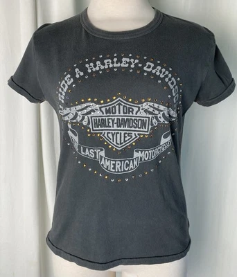 Camisa para mujer Harley Davidson Trunk LTD Swarovski Crystal talla pequeña edición limitada”. Foto 1 de 4