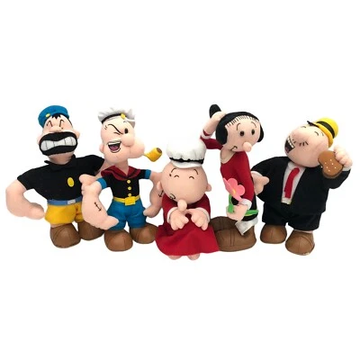Lote de 5 quilates de colección 1999 Stuffins Popeye Olive Oyl Sweet Pea Whimpy Brutus relleno Foto 1 de 4