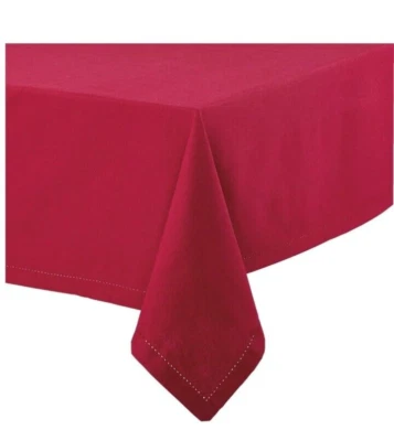 Bee & Willow Solid Hemstitch 60-inch x 102-in Tablecloth in Red - Image 1 of 3