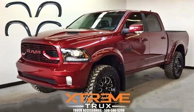 Painted Red PRP 09-19 Dodge Ram 1500 Pocket Rivet Fender Flares Set - Image 1 of 3