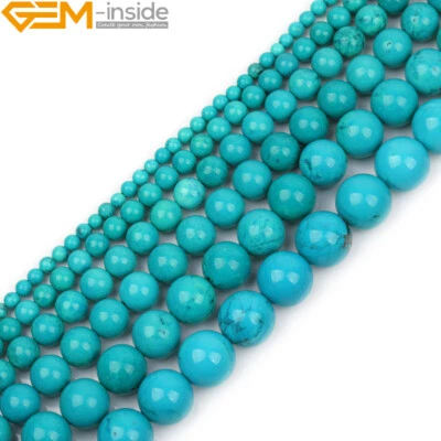 GEM-INSIDE Cuentas sueltas de piedra natural turquesa azul hilo fabricación de joyas 15" 8 mm