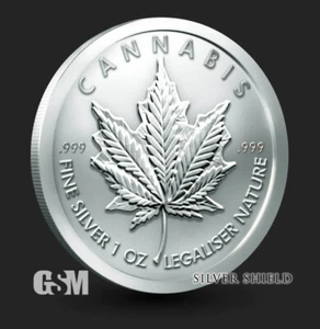 Moneda redonda de plata Cannabis Silver Shield 2025 1 oz plata fina .999 - ¡EN STOCK!! - Imagen 1 de 3