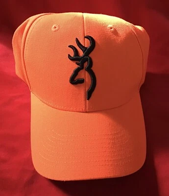 BROWNING BLAZE ORANGE HAT BUCKMARK HUNTING MENS ADJUSTABLE - Image 1 of 4