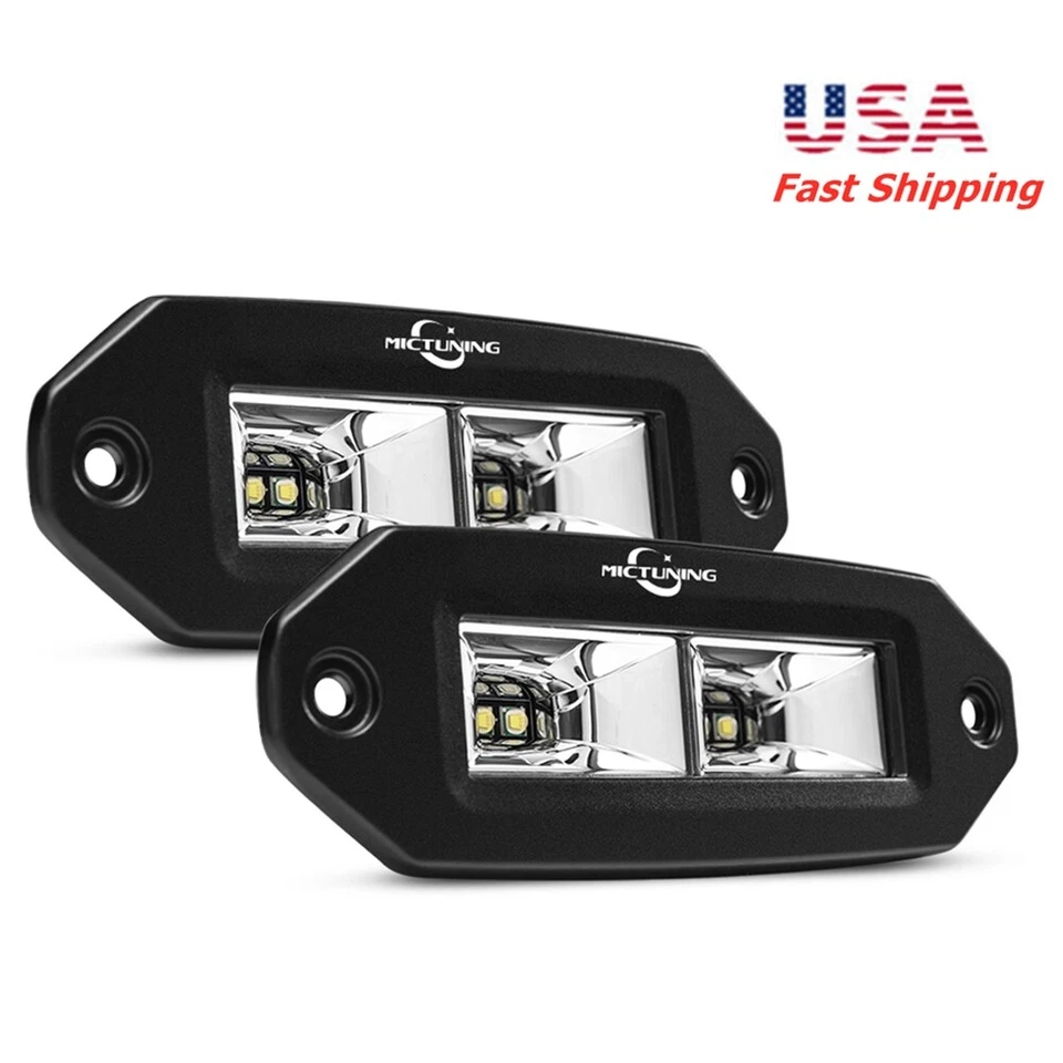 Barra de luz de trabajo LED MICTUNING 2x40W cápsulas de inundación montaje al ras para camioneta UTV ATV RZR Foto 1 de 4