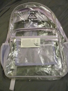 Transparent/Clear Lilac/Lavender Backpack - With Tags - Travel Bag FREE SHIP! - Picture 1 of 4