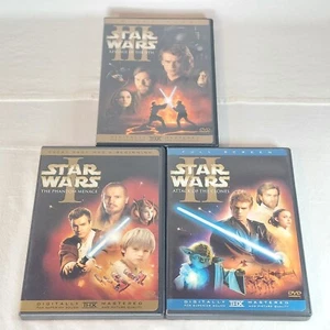 Star Wars Prequel Trilogy DVD Episodes 1(wide), 2(full) & 3(wide) 2-Discs Each - Picture 1 of 14