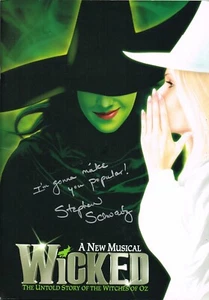 Programa Wicked West End London firmado por Stephen Schwartz con cotización POPULAR CERTIFICADO DE AUTENTICIDAD - Imagen 1 de 1