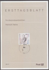 ALEMANIA SC #1984 TARJETA DE PRIMER DÍA: HEINRICH HEINE, ESCRITOR JUDÍO ALEMÁN y POETA - Imagen 1 de 1