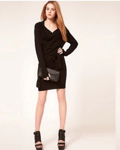 UNCONDITIONAL DRAPE NECK 100% MERINO WOOL JUMPER DRESS XL . - Picture 1 of 5