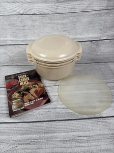 Tupperware Tupperwave Stack Cooker Microwave Cooking Steamer 5 Piece + Cookbook - Picture 1 of 5